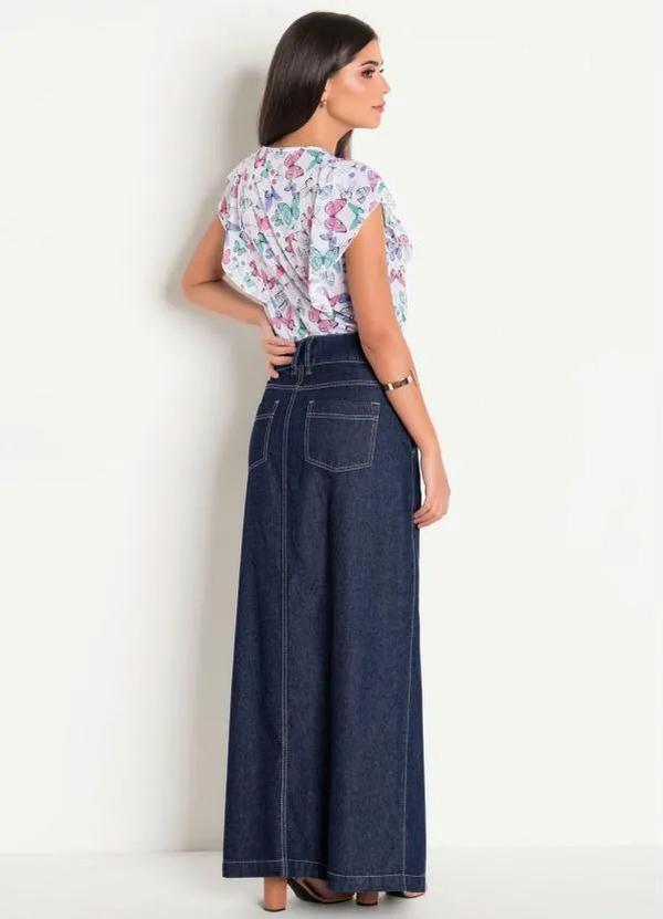 Rosalie - Saia Longa Azul Escuro Moda Evangélica 5