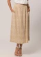 Doce Trama - Saia Longa Bordada em Viscose Verde - variação: Bege