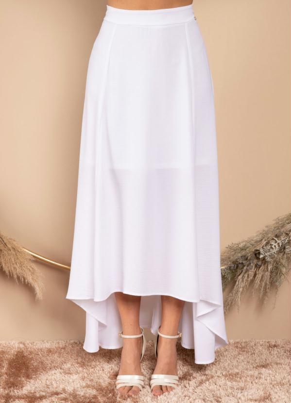 Quintess - Saia Longa Branca Cintura Alta com Mullet 3