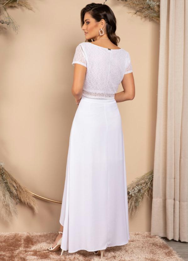 Quintess - Saia Longa Branca Cintura Alta com Mullet 6