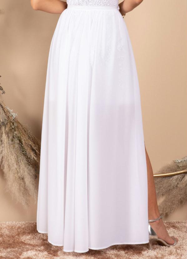 Quintess - Saia Longa Branca Evasê com Abertura 2