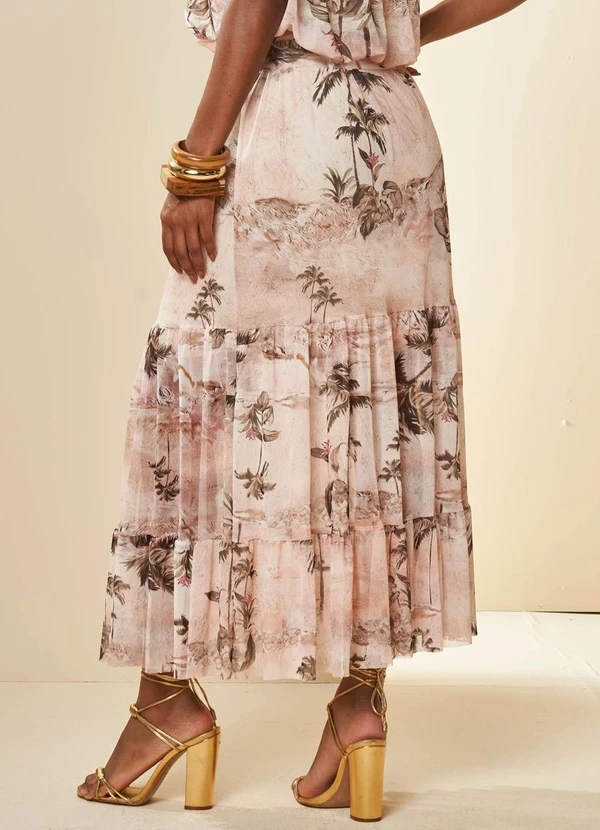 Doce Trama - Saia Longa Brisa em Tule Estampado 2