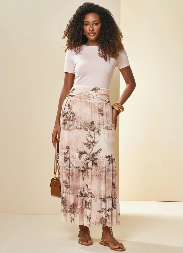 Doce Trama - Saia Longa Brisa em Tule Estampado 3