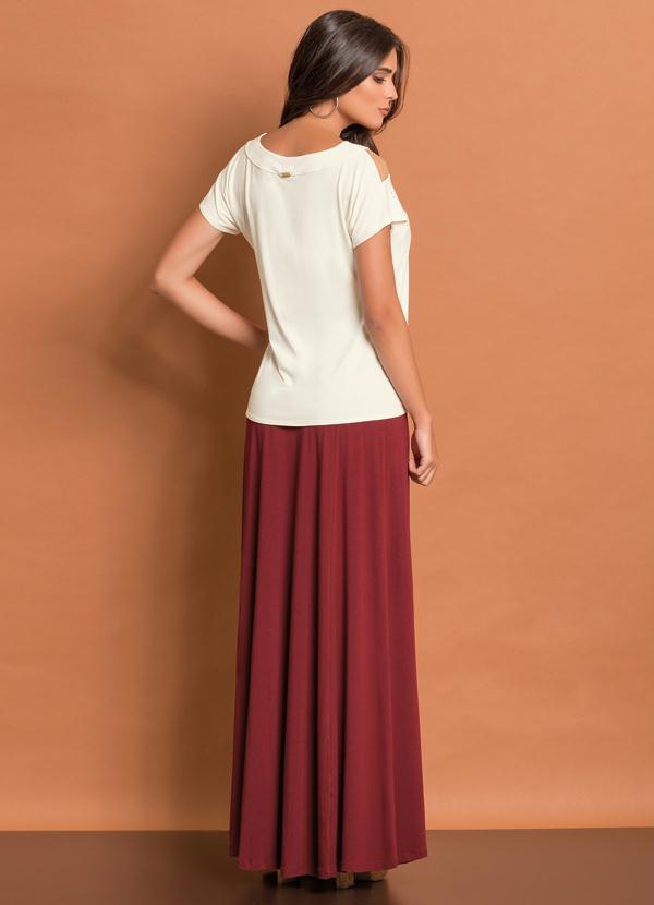 Quintess - Saia Longa Cintura Alta Bordô 4