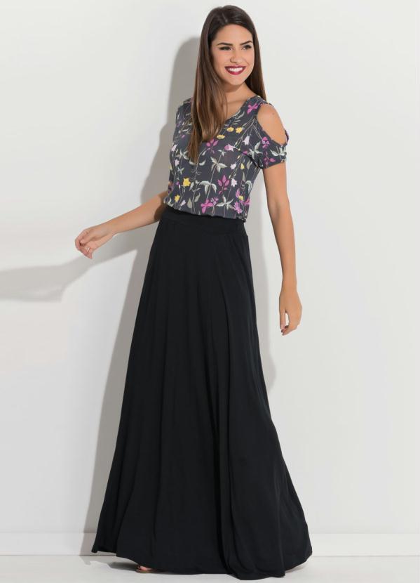 Quintess - Saia Longa Cintura Alta Preta 3