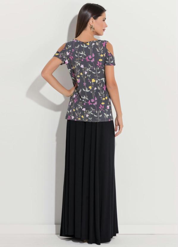 Quintess - Saia Longa Cintura Alta Preta 5