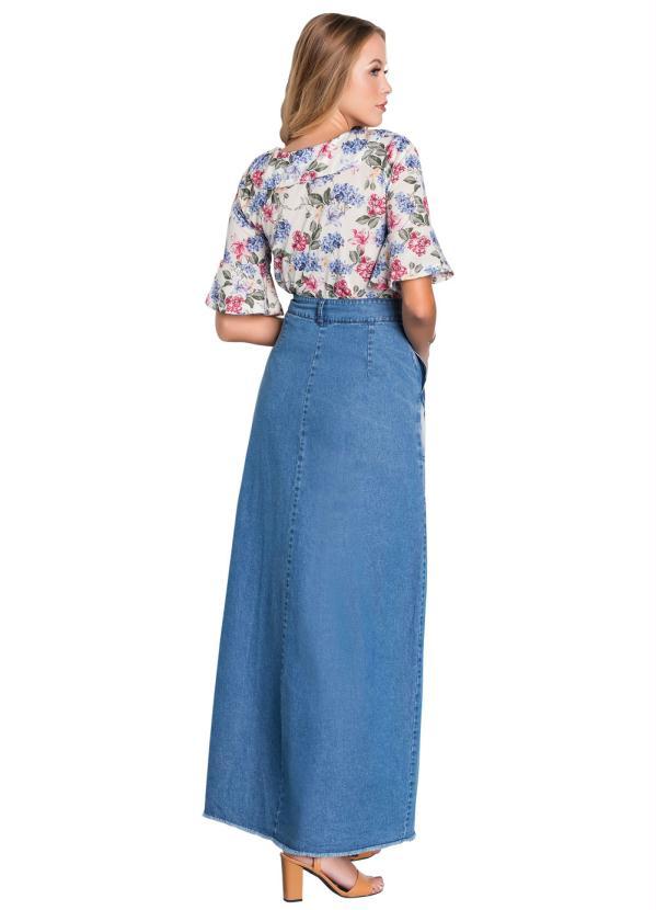 Rosalie - Saia Longa com Botões Jeans Moda Evangélica 5