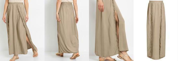 Saia Longa com Fenda Bege