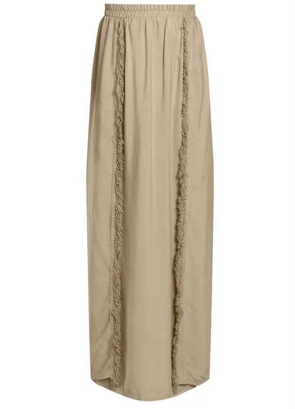 Queima Estoque - Saia Longa com Fenda Bege 4