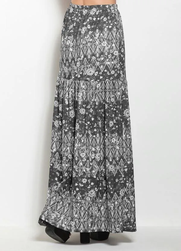 Moda Pop - Saia Longa com Recortes Estampada 6