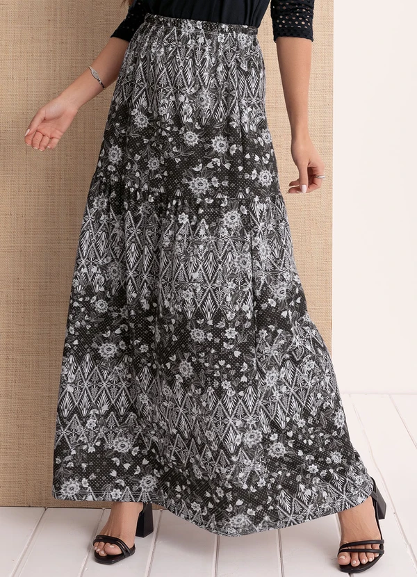 Moda Pop - Saia Longa com Recortes Estampada 7