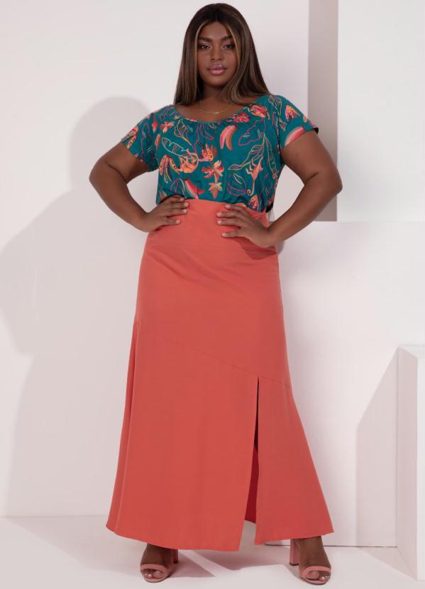 Outlet - Saia Longa Coral com Fenda 7