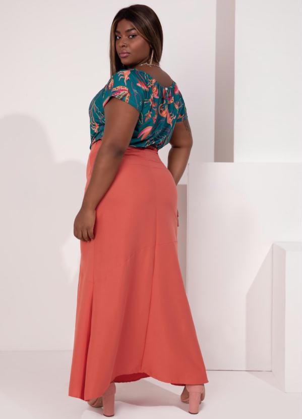 Outlet - Saia Longa Coral com Fenda 8