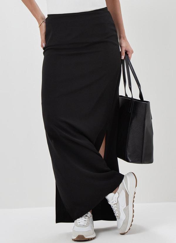 Principessa - Saia Longa em Alfaiataria Raquel Preta