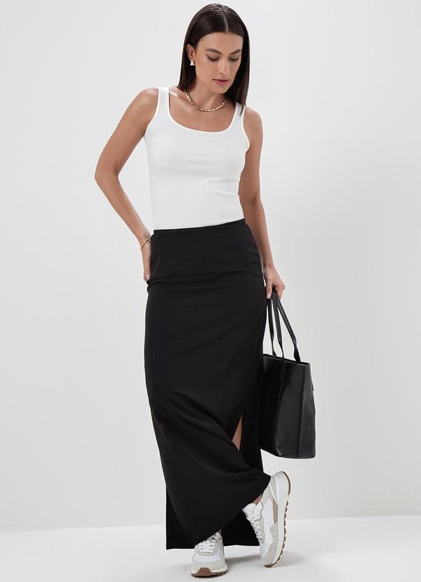 Principessa - Saia Longa em Alfaiataria Raquel Preta 3