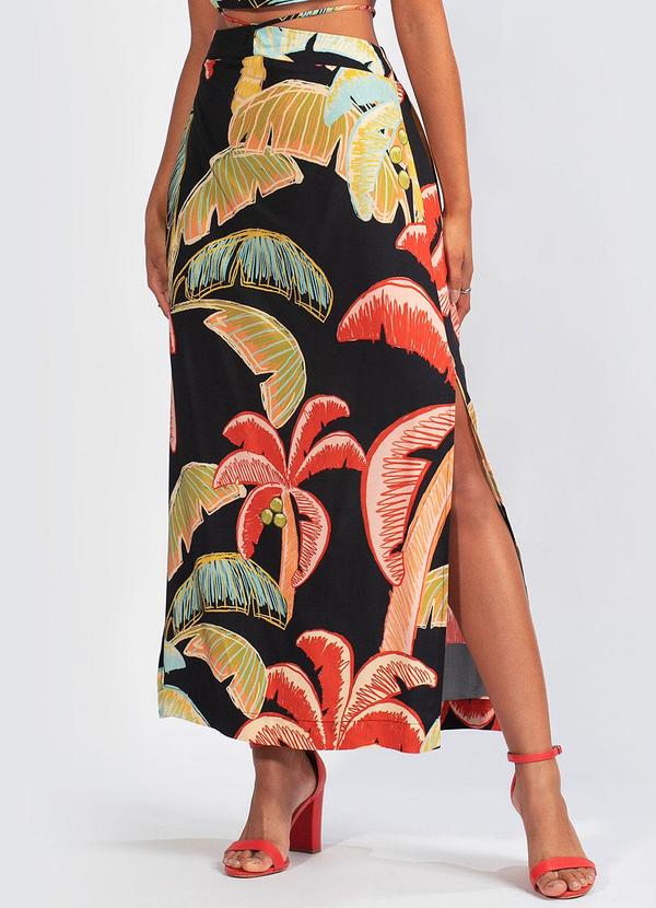 Saia Longa Babado Farm Blusa Estampada Saia Longa De Viscose