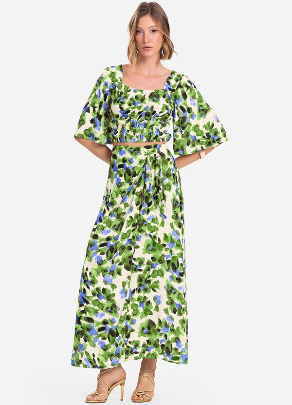 Endless - Saia Longa Estampada Verde 2