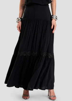 Dianna - Saia Longa Feminina em Tecido Preto - DIANNA