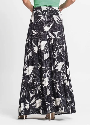 Rovitex - Saia Longa Feminina Estampada Preto - ROVITEX