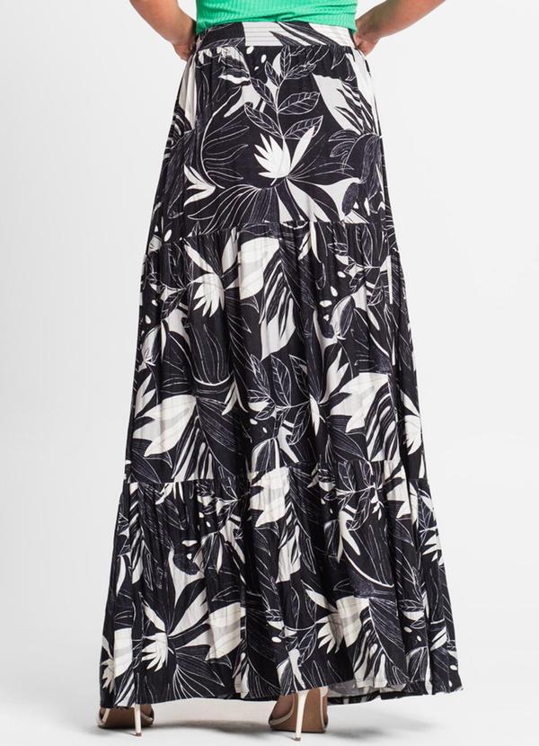 Rovitex - Saia Longa Feminina Estampada Preto 2