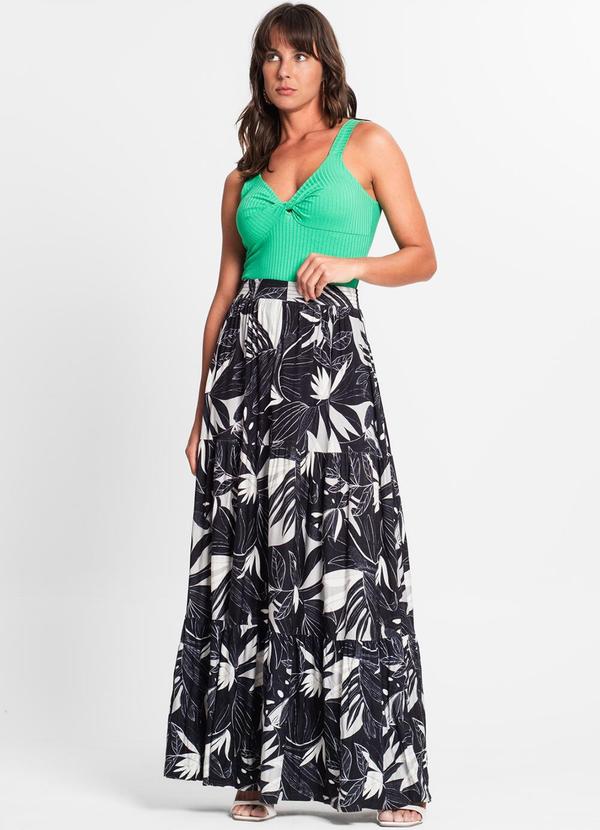 Rovitex - Saia Longa Feminina Estampada Preto 5