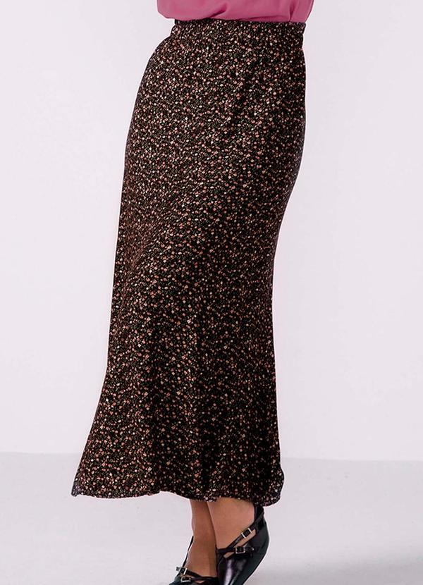 Marialícia - Saia Longa Feminina Viscolinho Marrom 3