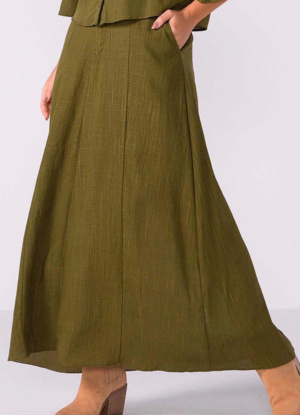 Marialícia - Saia Longa Feminina Viscolinho Verde