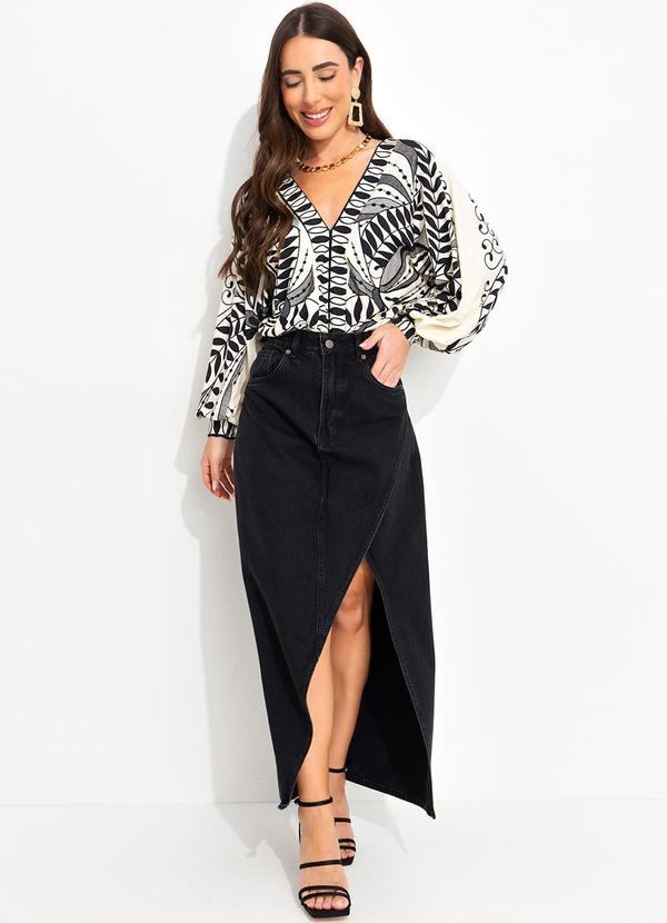 Farm - Saia Longa Fenda Black Jeans 3