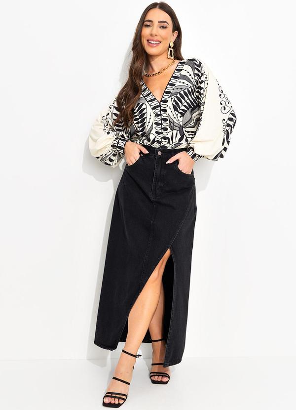 Farm - Saia Longa Fenda Black Jeans 6