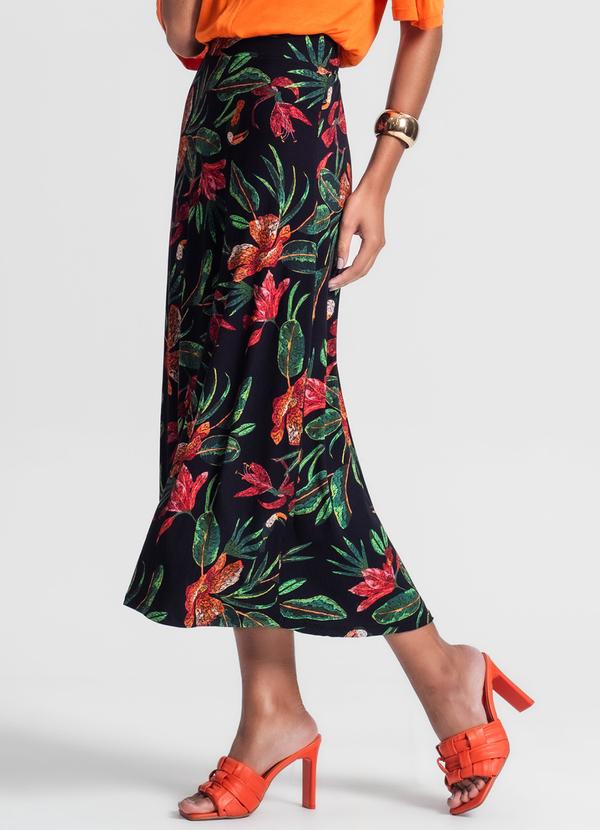 Rovitex - Saia Longa Floral Preto