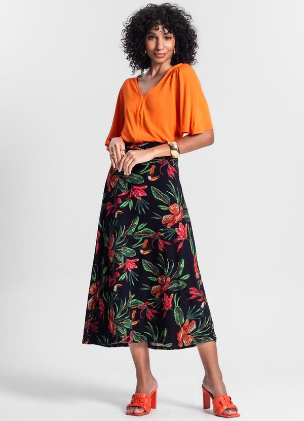 Rovitex - Saia Longa Floral Preto 5