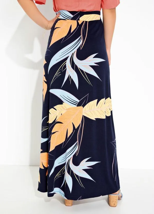 Rovitex - Saia Longa Folhas Marinho com Fenda Rovitex 2