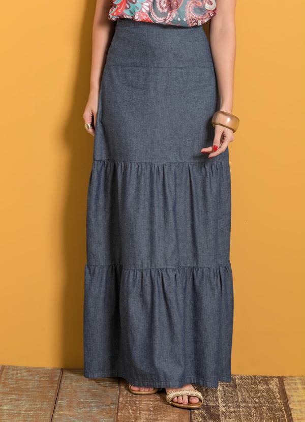 Quintess - Saia Longa Jeans Escuro