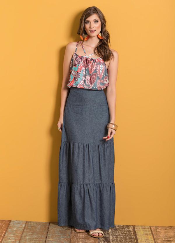 Quintess - Saia Longa Jeans Escuro 3