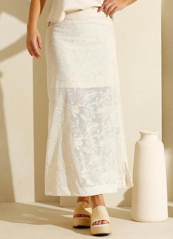Rafree - Saia Longa Linho e Renda Off White 1