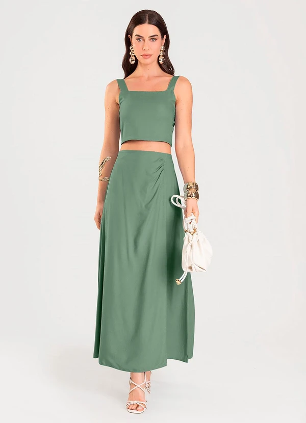 Dianna - Saia Longa Lisa Feminina Verde 3