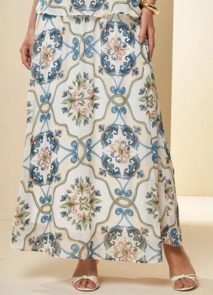 Doce Trama - Saia Longa Lusitana Estampada Estampado - DOCE TRAMA