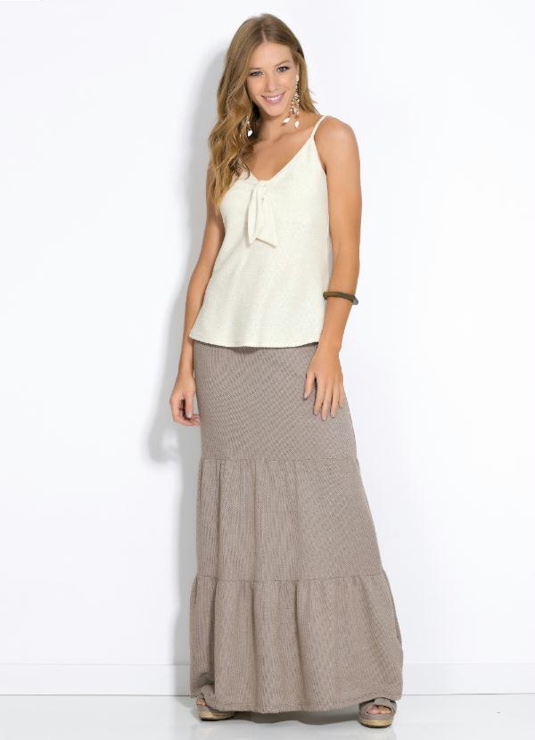 Quintess - Saia Longa Marrom com Recortes 3