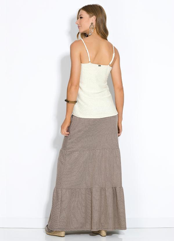 Quintess - Saia Longa Marrom com Recortes 4