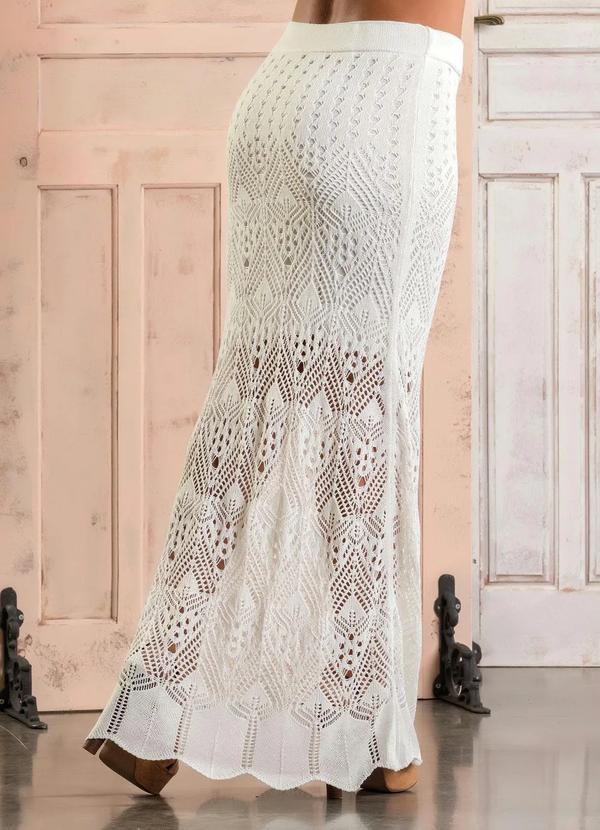 Outlet - Saia Longa Off White em Tricô Moda Evangélica 10