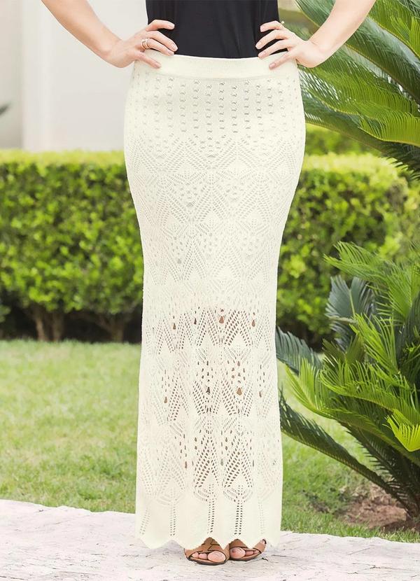Outlet - Saia Longa Off White em Tricô Moda Evangélica 5