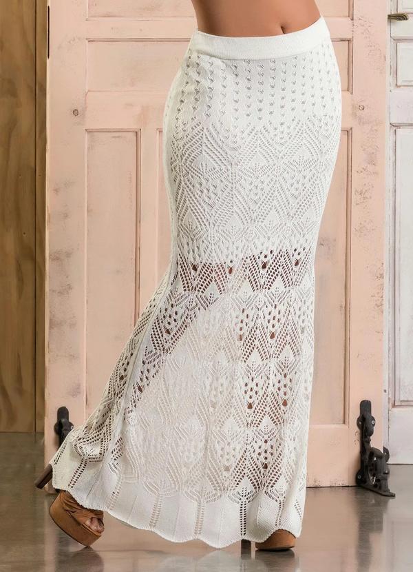 Outlet - Saia Longa Off White em Tricô Moda Evangélica 9