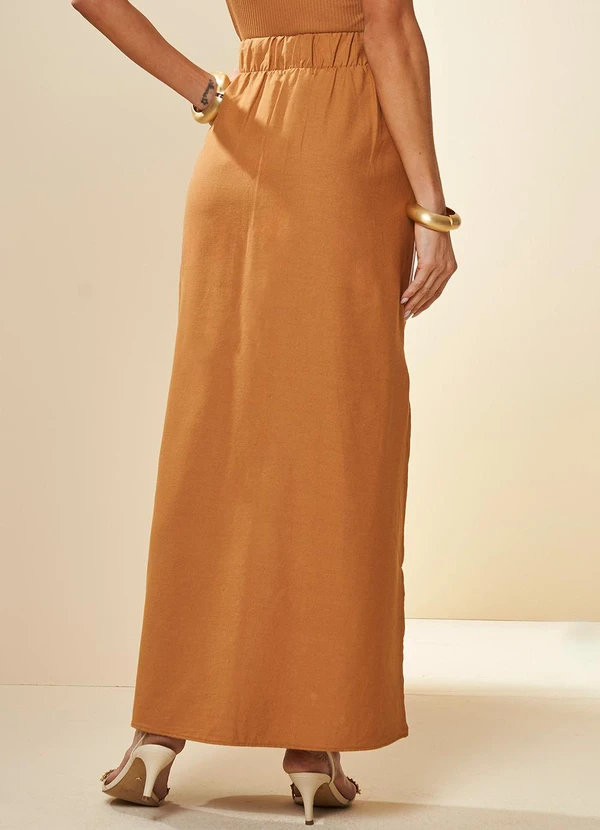 Doce Trama - Saia Longa Oliva Branco 2