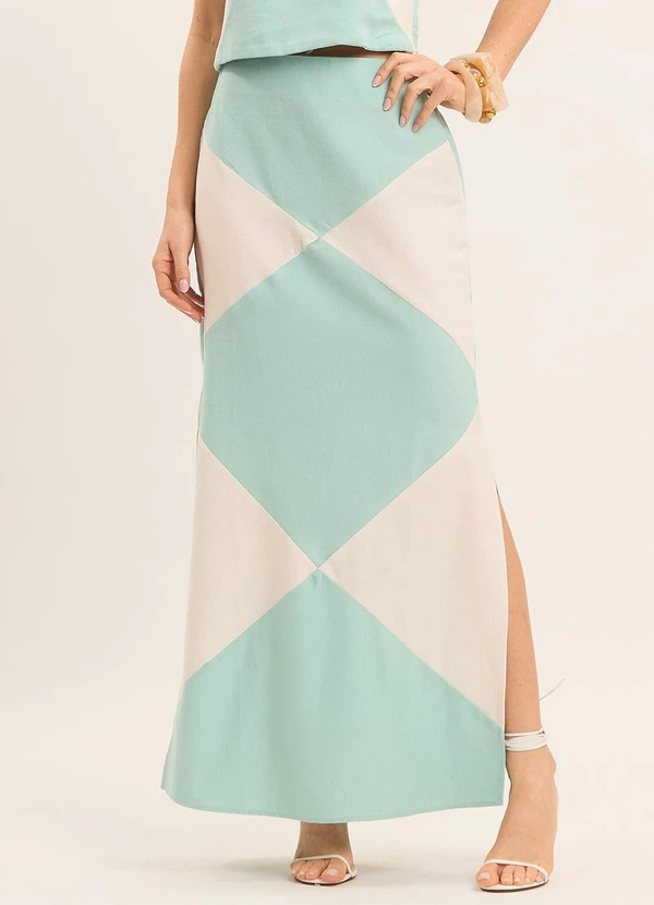 Doce Trama - Saia Longa Oliva Off White