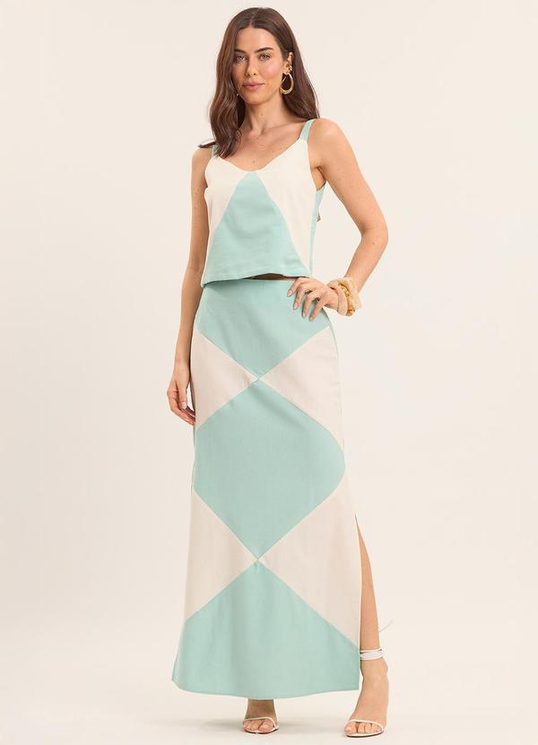 Doce Trama - Saia Longa Oliva Off White 5