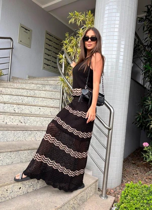 Doce Tom - Saia Longa Preta Elegante Feminina Preto - DOCE TOM