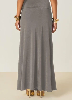 Elegance - Saia Longa Reta Cinza Gris - ELEGANCE