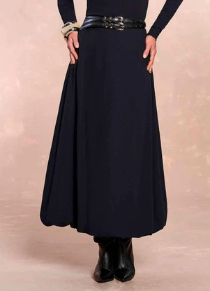 Doce Trama - Saia Longa Retrô Glam Preto - DOCE TRAMA