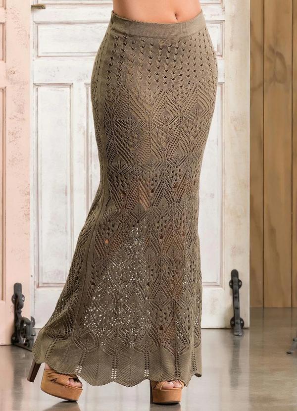 Outlet - Saia Longa Tricot Marrom Moda Evangélica 5