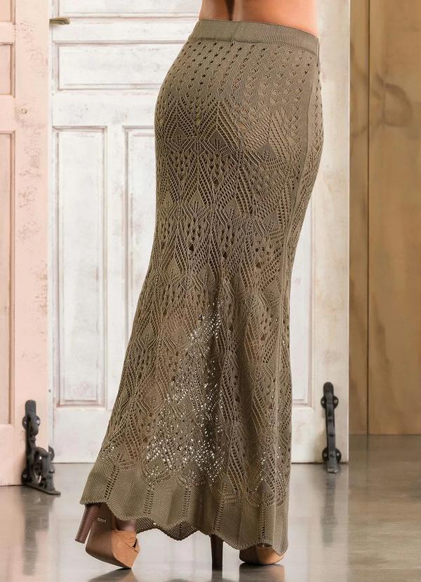 Outlet - Saia Longa Tricot Marrom Moda Evangélica 6